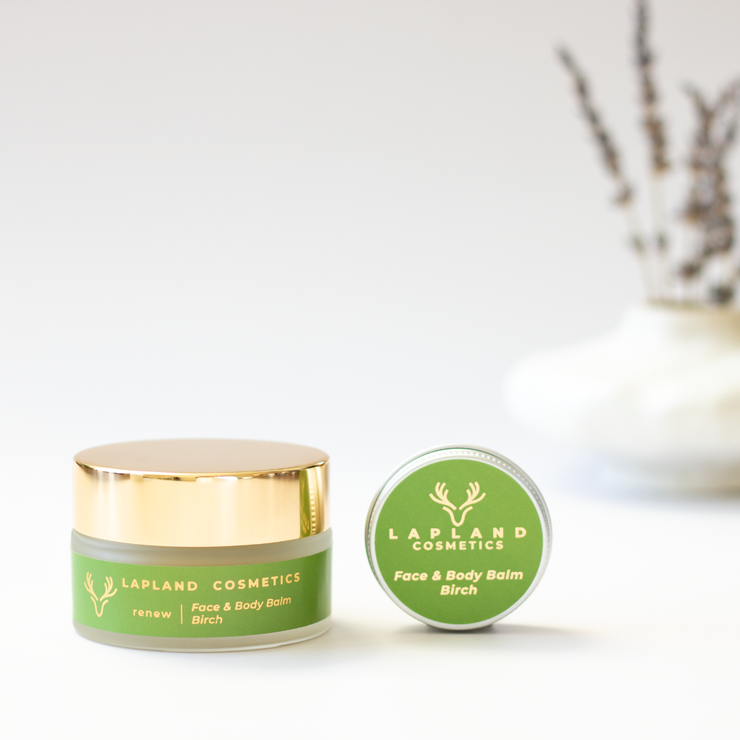 Lapland Cosmetics Face & Body Balm Birch: Jar and Tin Packaging